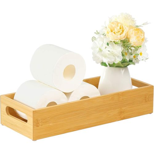 ERYI-Porte-Papier Toilette, Support Sans Perçage, Porte-Serviettes En Bambou, Boîte De Rangement En Bois Au-Dessus Des Toilettes, Parfait Pour Cuisine Et Salle De Bain, Beige