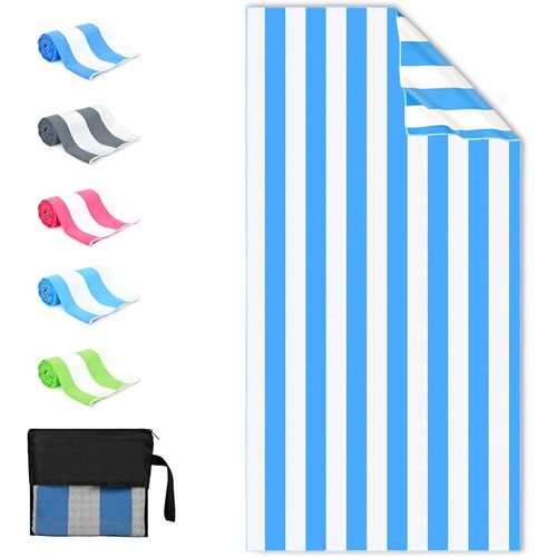 Eryi-Serviette De Plage En Microfibre 90x180cm Drap De Plage Serviette De Bain Pour Homme Femme Enfant Adulte Sèche Rapide Drap De Bain Pour Natation Voyage Gymnase Yoga Camping, Bleu