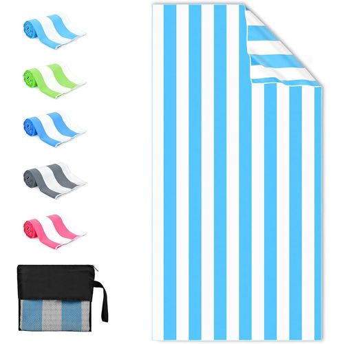 Eryi-Serviette De Plage En Microfibre 90x180cm Drap De Plage Serviette De Bain Pour Homme Femme Enfant Adulte Sèche Rapide Drap De Bain Pour Natation Voyage Gymnase Yoga Camping, Bleu Clair