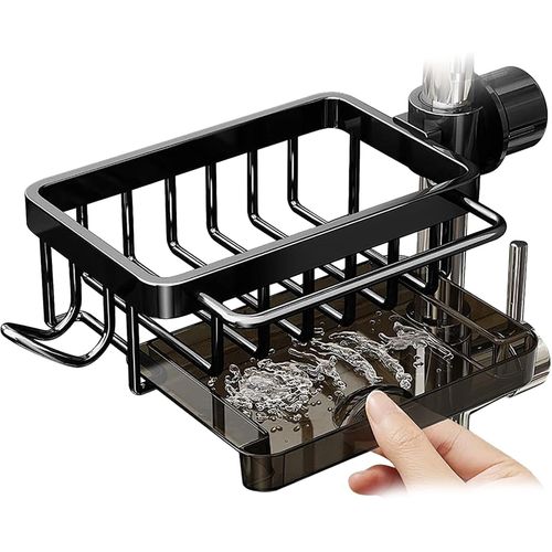 ERYI-Organiseur De Robinet D'Évier De Cuisine, Support En Éponge Antirouille, Support Réglable, Accessoires Pour Évier \U2013 Pour Tuyau Rond De 2 À 2,9 Cm De Diamètre, Gauche