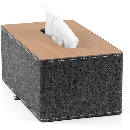 ERYI-Boîte De Mouchoirs Cosmétiques, 25,5 X 14,2 X 10,5Cm Pu Cuir Tissue Box Holder, Rectangle Tissue Box Covers Pour Kleenex Serviette Rectangulaire Tissue Holder Pour Salle De Bain Home Office