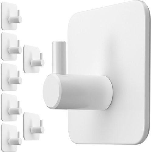 ERYI-Lot De 8 Porte-Serviettes Sans Perçage - Blanc - Crochets Adhésifs Imperméables En Acier Inoxydable Pour Salle De Bain - Crochets Autocollants De Qualité Supérieure - Porte-Serviettes De Salle D