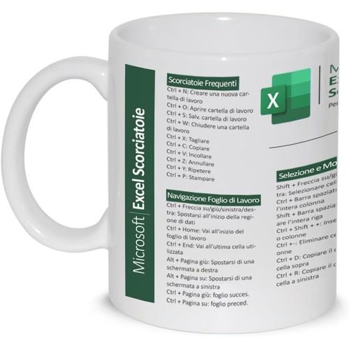 Eryi-Tasse Petit Déjeuner Latte Thé Mug Relax Avec Graphique - Raccourcis Shortcuts Pour Excel Windows Ita Programme Graphique Vidéo - Idée Cadeau Anniversaire Noël Lien Travail Amis Parents