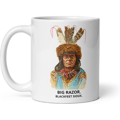 Eryi-Tasse Sioux Indien Amérique Amérindien Blackfeet Dakota Western Navajos Cherokees Iroquois Apaches Cheyennes Mug Thé Café Peinture Ancienne (Big Razor)