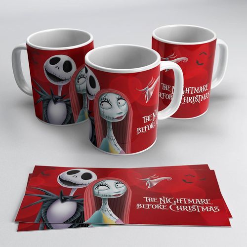 Eryi-Tasse Jack Skellington Nightmare Avant Noël (Collection Tasse Cadeau Noël) (Jack Skellington Avec Sally Et Zero Rouge)