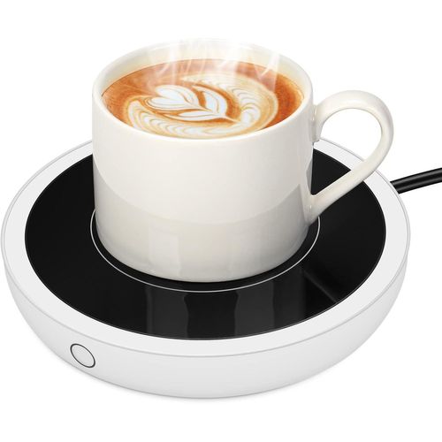 ERYI-Chauffe Tasse Chauffe Boissons Avec Plaque Électrique Jusqu'À 80¿ Pour Le Bureau, Chauffe Tasses À Café Avec 3 Réglages De Température Pour Chauffer Le Café, Le Thé, Chocolat Au Lait (Blanc)