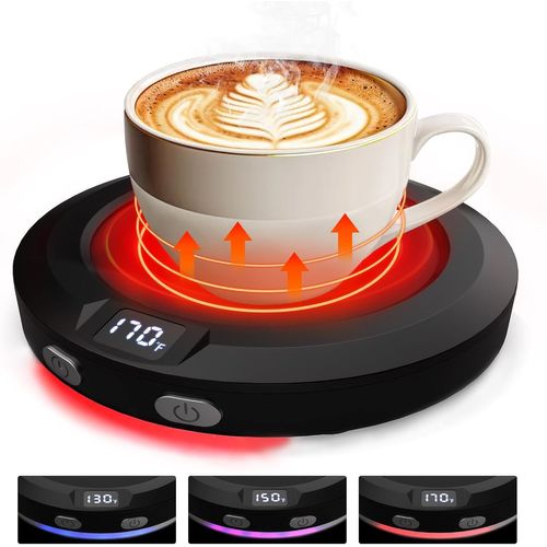 ERYI-Chauffe Tasse, 3 Niveaux De Température Tasse Chauffante, Chauffe Tasse Électrique À Arrêt Automatique 2-12H, Mug Chauffant Pour Lait, Thé, L'Eau (Noir)
