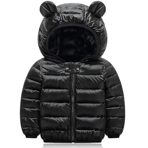 Enfants Bébé Garçon Fille Hiver Chaud Manteau Rembourré Veste Doudoune Vêtements D'extérieur 3-4 Ans Noir
