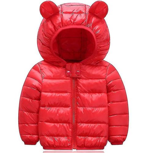 Enfants Bébé Garçon Fille Hiver Chaud Manteau Rembourré Veste Doudoune Vêtements D'extérieur 4-5 Ans Rouge