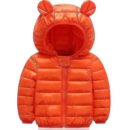 Enfants Bébé Garçon Fille Hiver Chaud Manteau Rembourré Veste Doudoune Vêtements D'extérieur 3-4 Ans Orange