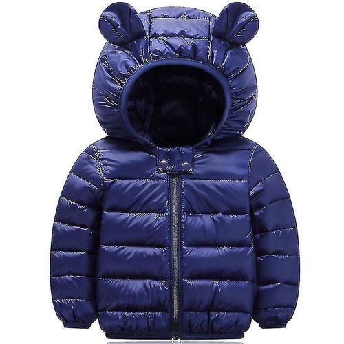 Enfants Bébé Garçon Fille Hiver Chaud Manteau Rembourré Veste Doudoune Vêtements D'extérieur 4-5 Ans Bleu Marine