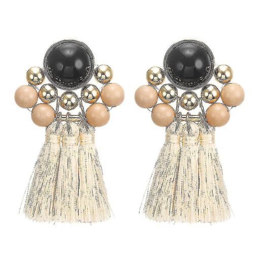Boucles D'oreilles En Résine En Alliage Doré Avec Pompon Pour Mariage