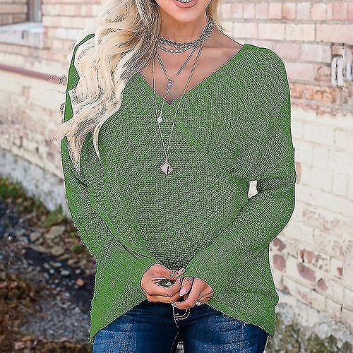 Pull Ouvert Tricoté D'hiver Pour Femme L Vert
