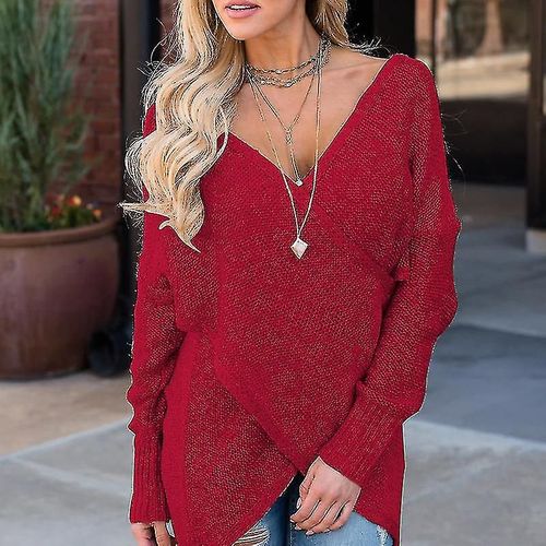Pull Ouvert Tricoté D'hiver Pour Femme L Rouge