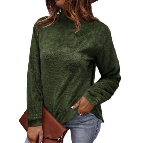 Pull À Col Montant Pour Femme, Manches Longues, Haut Uni, Tricoté