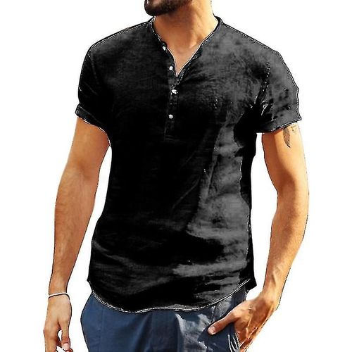 Chemise Décontractée À Manches Courtes Pour Hommes 2xl Noir