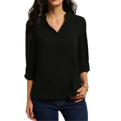 Chemisier En Mousseline De Soie Pour Femmes, Haut 5xl, Noir