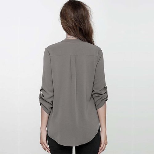Chemisier En Mousseline De Soie Pour Femmes, Haut 4xl, Gris