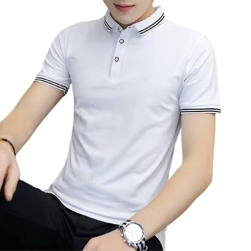 Polo Uni À Manches Courtes Pour Homme, Pour Le Travail Au Bureau, Décontracté, Dessus De Chemise, Xl, Blanc