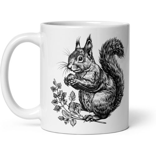 Eryi-Tasse Nature Cerf Sanglier Renard Laie Marcassin Forêt Balade Chasse Chasseur Animaux Campagne Thé Café Original Mug Cadeau Collègue Homme Femme Naturaliste Papi Mamie (Écureuil)