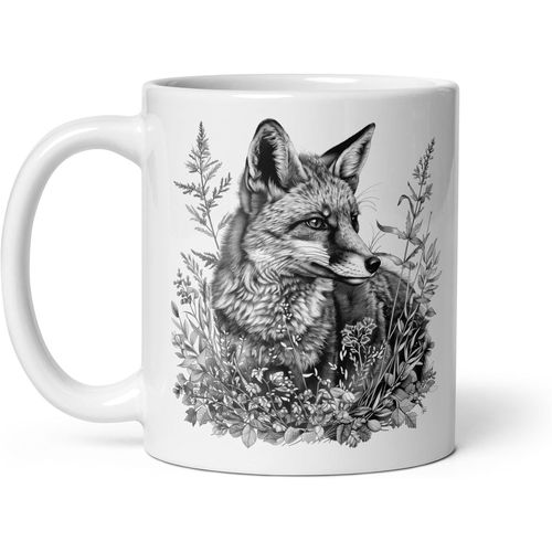 Eryi-Tasse Nature Cerf Sanglier Renard Laie Marcassin Forêt Balade Chasse Chasseur Animaux Campagne Thé Café Original Mug Cadeau Collègue Homme Femme Naturaliste Papi Mamie (Renard)