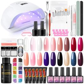 Coffret cadeau vernis à ongles gel semi-permanent UV LED pour ongles, 5  couleurs pour manucure, vernis à ongles gel rose rouge vin translucide  blanc