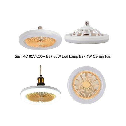 Ventilateur De Plafond 30w Avec Lampe D'éclairage, Base De Convertisseur E27 Avec Télécommande Pour Chambre À Coucher, Salon, Maison W