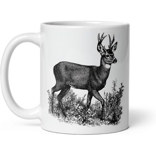 Eryi-Tasse Nature Cerf Sanglier Renard Laie Marcassin Forêt Balade Chasse Chasseur Animaux Campagne Thé Café Original Mug Cadeau Collègue Homme Femme Naturaliste Papi Mamie (Chevreuil)