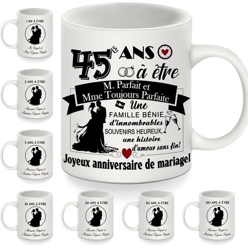 Eryi-45 Ans À Être Monsieur Parfait Et Madame Toujours Parfaite Tasse D'anniversaire Pour Couples Femmes Hommes Épouse Époux Parents Amis 45 Ans De Mariage Cadeau 45e Anniversaire Tasse À Café(45 Ans