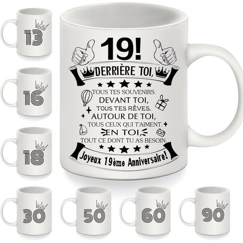 Eryi-Cadeau D'anniversaire 19 Ans Tasses Pour 19 Ans Tasse À Café Derrière Toi Tous Tes Souvenirs Pour Fille Fils S?ur Frère Petite-Fille Cousine Amis Cadeau D'inspiration Pour Anniversaire(19-A)