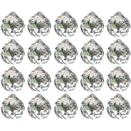 Prisme boule de cristal transparent de 20mm, 20 pièces, pendentif suspendu, attrape-soleil pour plafond