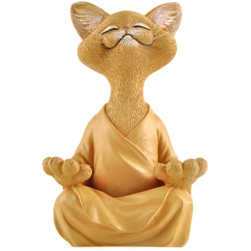 Figurine Fantaisiste De Chat De Bouddha Orange Méditation Yoga À Collectionner - Happy Cat Collection