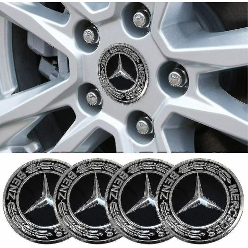 Zk- 4x 60mm Centre De Roue De Voiture Caps Emblème Logo Noir Jante Moyeu Pour Mercedes Benz