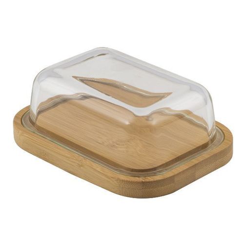 Beurrier Bambou Label Fsc 16x13cm Couvercle Verre