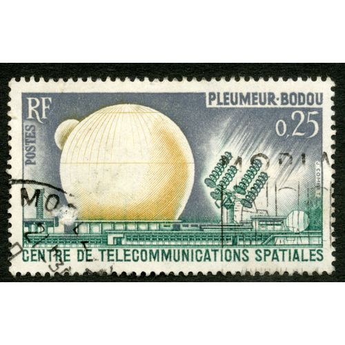 Timbre Oblitéré Rf, Centre De Télécommunications Spatiales, Pleumeur-Bodou, Postes, 0.25