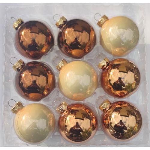 Lot de 18 Boules de Noel en VERRE Marron 6cm, Decoration Sapin de Noel.