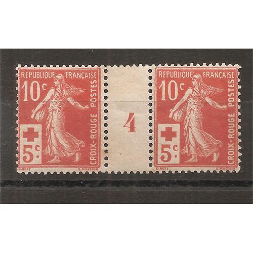 147 (1917) Paire De Semeuses Surchargées Croix-Rouge N* Avec Millésime En Second Choix (Cote 80e) (6674)