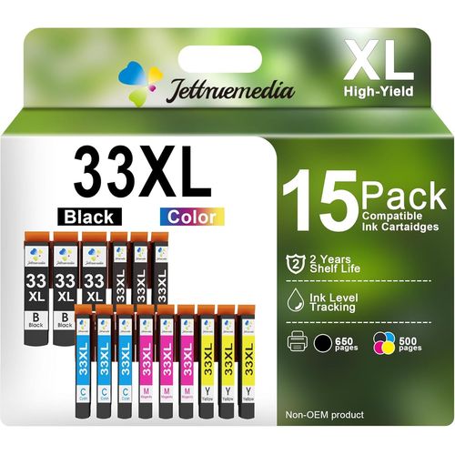ERYI-33Xl Cartouche D'Encre Compatible Pour Epson 33Xl 33 Xl Pour Expression Premium Xp-530 Xp-540 Xp-630 Xp-635 Xp-640 Xp-645 Xp-830 Xp-900 Xp-7100(15 Pack)