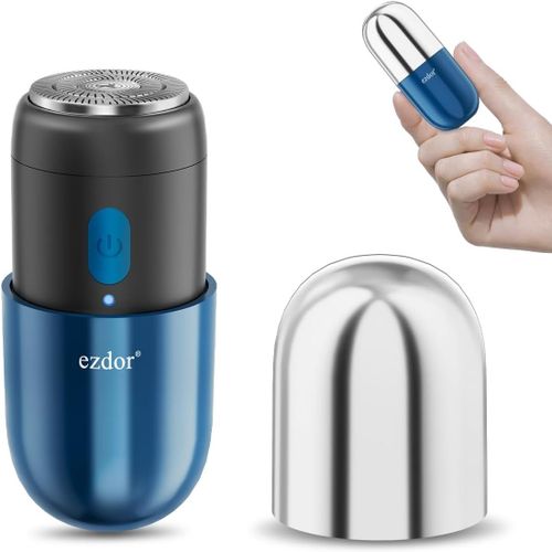 Eryi-Mini Rasoir Électrique Compact Pour Homme Et Femme, Mini Rasoir Rechargeable Usb-C, Rasoir Portable Étanche, Rasoir Puissant Pour Homme, Rasoir Sans Fil Pour Voyage, Maison (Bleu)
