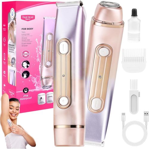 Eryi-Tondeuse Femme Intime, 2e-N-1 Rasoir Bikini À Tête Double, Rasoir Electrique Femme, Tondeuse Bikini Femme, Rechargeable Étanche Rasoir Pour Visage Aisselles Jambes Bras, Utilisation Humide Et Sè