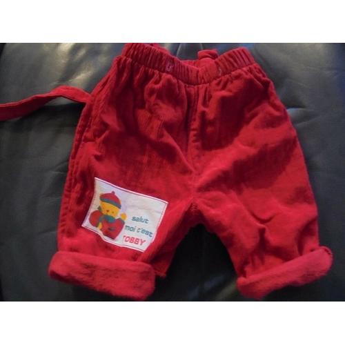 Pantalon Velours Rouge A Bretelles Bébé Garçon Taille 3 Mois Idée Cadeau