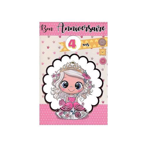 Carte De Voeux Enfant - Anniversaire Age De 1 À 9 Ans - Princesse