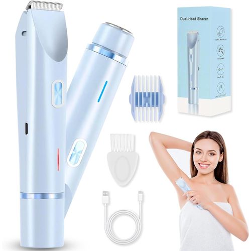 Eryi-Rasoir Électrique 2 En 1 Pour Femme, Rasoir Electrique Femme, 2 En 1 Rasoir Electrique Femme, Rasoir Életctrique Rechargeable Pour Femme, Rechargeable Rasoir Electrique Femme, Pour Corps (Bleu)
