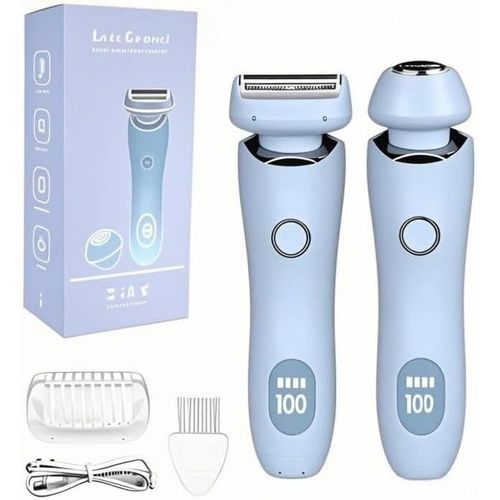 Eryi-Rasoir Électrique Pour Femme, 2 En 1, Rasoir Intime, Avec Étanchéité Ipx7, Sans Fil, Ubs Humide/Sec, Pour Le Visage, Le Bikini, Les Jambes, Les Bras, Le Corps, Bleu