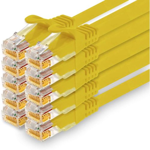 ERYI-Câble Réseau Cat7 Cat 7 10 Gigabit - 10X 0,25M - Rj45 Ethernet Lan Dsl Routeur Modem - Jaune