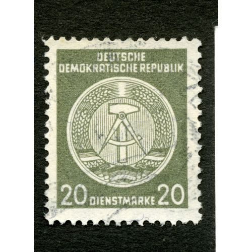 Timbre Oblitéré Deutsche Demokratische Republik, 20 Dienstmarke