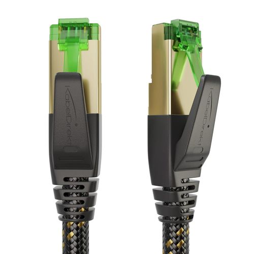 ERYI-\U2013 Cable Ethernet Cat7 Avec Triple Blindage Ultra-Sécurisé Et Gaine En Nylon Flexible \U2013 7,5M (Prise Rj45, Câble Internet/Lan, 10Gbit/S Pour Une Vitesse Maximale De La Fibre Optique)