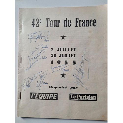 Programme Officiel Du 42ème Tour De France, Dédicacé Par Des Champions (Bobet, Robic, ...)