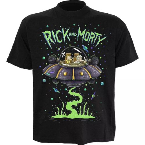 Rick And Morty - Space Cruiser - T-Shirt Imprimé Sur Le Devant Noir