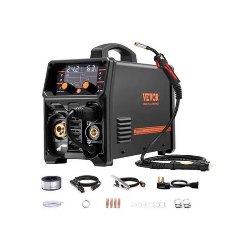 Poste à Souder-VEVOR-MIG-200 A-Machine de Soudage Synergique-Soudeuse Portable-Multi-processus MIG sans Gaz MMA Lift TIG 4 en 1